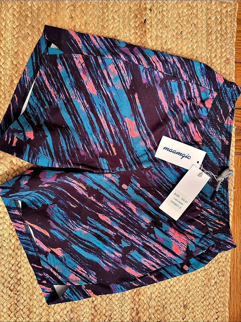 Maamgic Shorts Abstract Athletic Shorts in Purple & Blue XS NWT